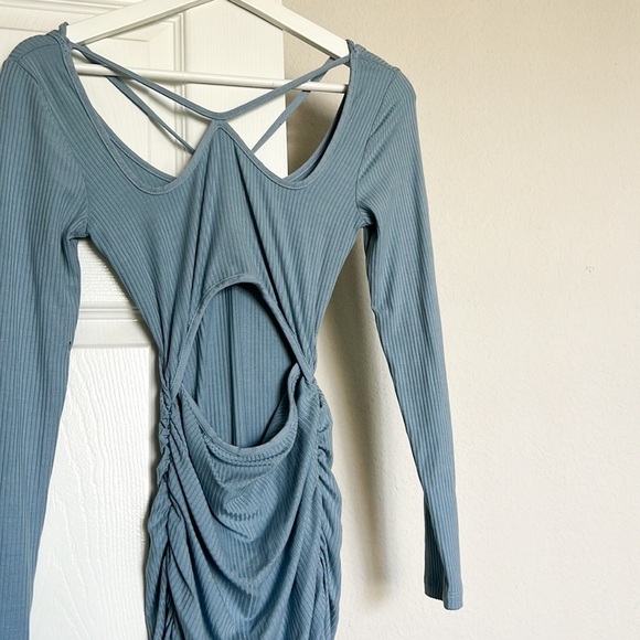 Jonathan Simkhai Standard Maisha Cutout Long Sleeve Dress in Baltic - Picture 5 of 8